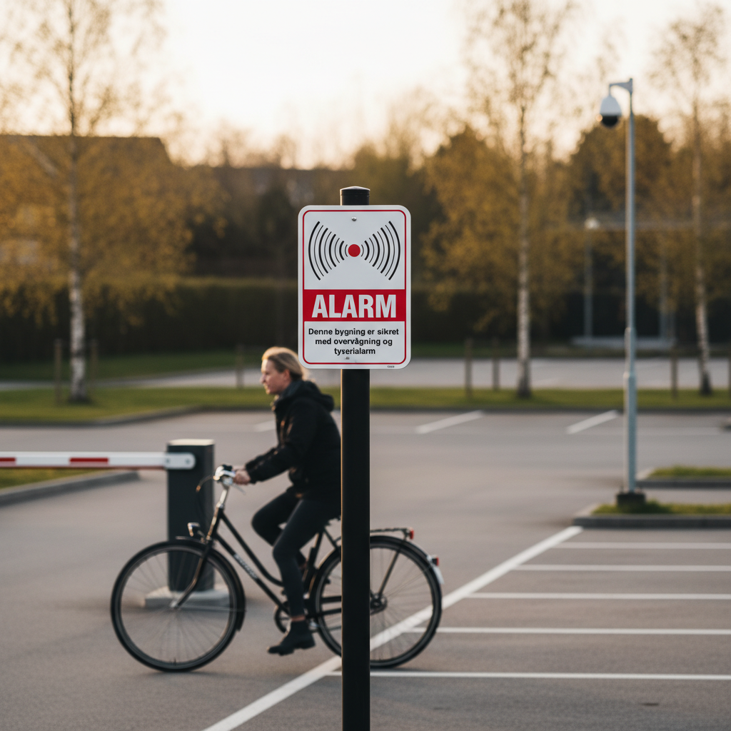 Alarm denne bygning er sikret med overvågning og tyverialarm Skilt - Billede 4