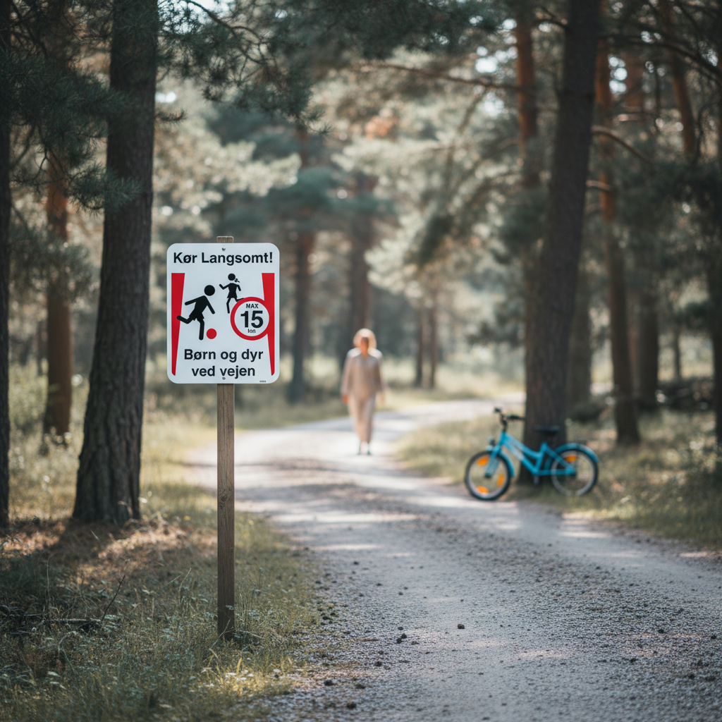 Kør langsomt legende børen Børn og dyr ved vejen skilt - Billede 3