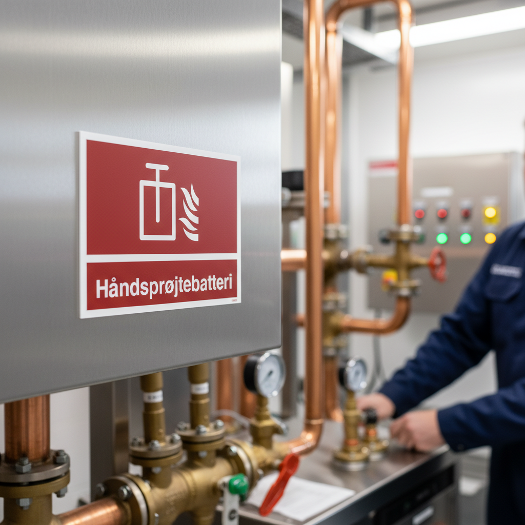 Håndsprøjtebatteri Brandskilt - Billede 2