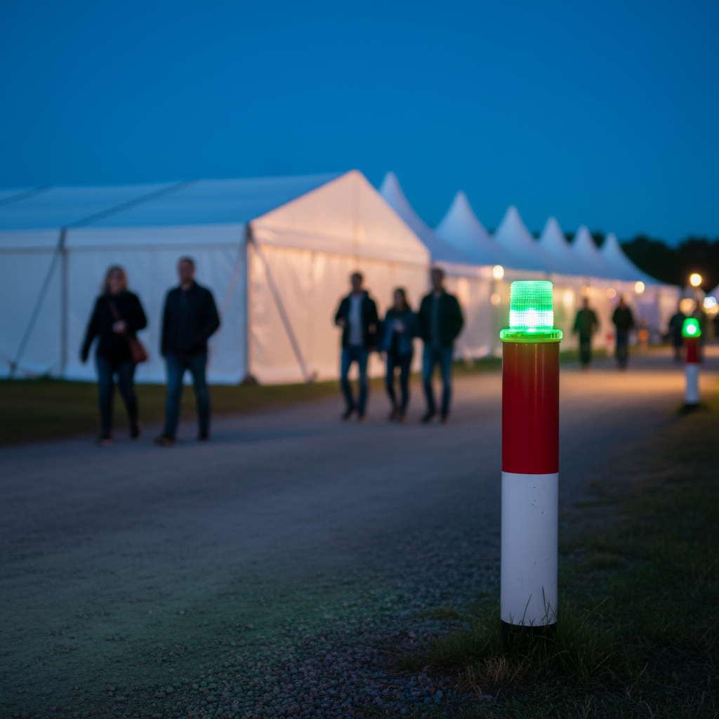 Blinklampe i hvid til danpæl/afspærringscylinder - Billede 5