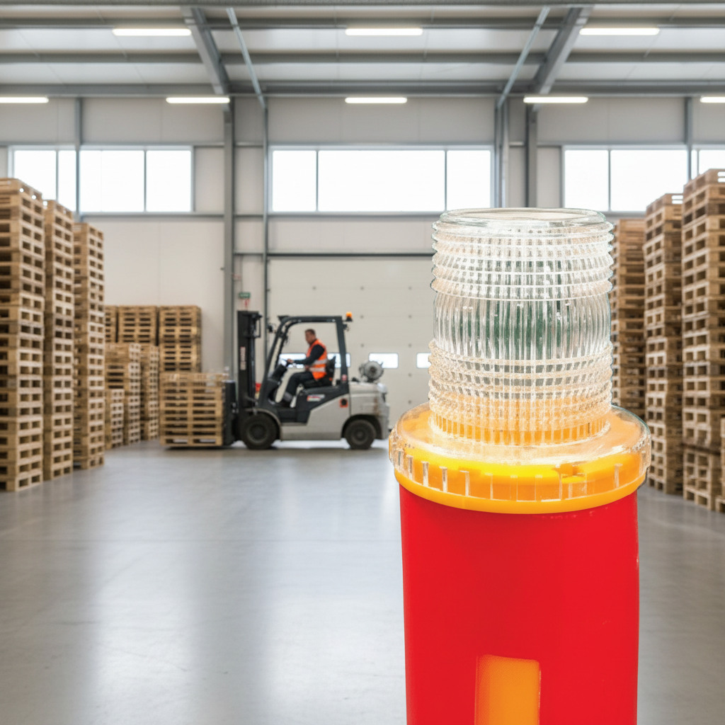 Blinklampe i hvid til danpæl/afspærringscylinder - Billede 3