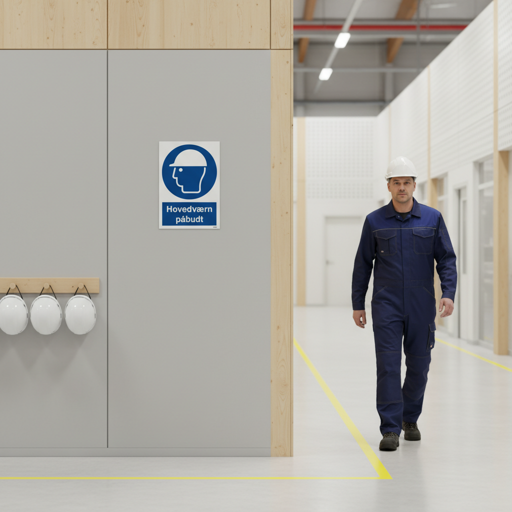 Hovedværn påbudt M014 ISO 7010 skilt - Billede 3