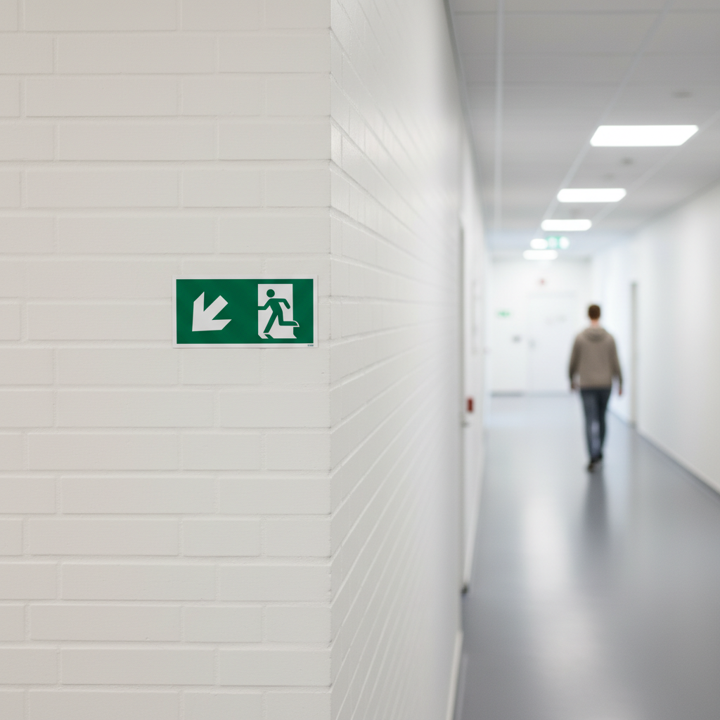 Flugtvej til venstre ned skilt - Billede 2