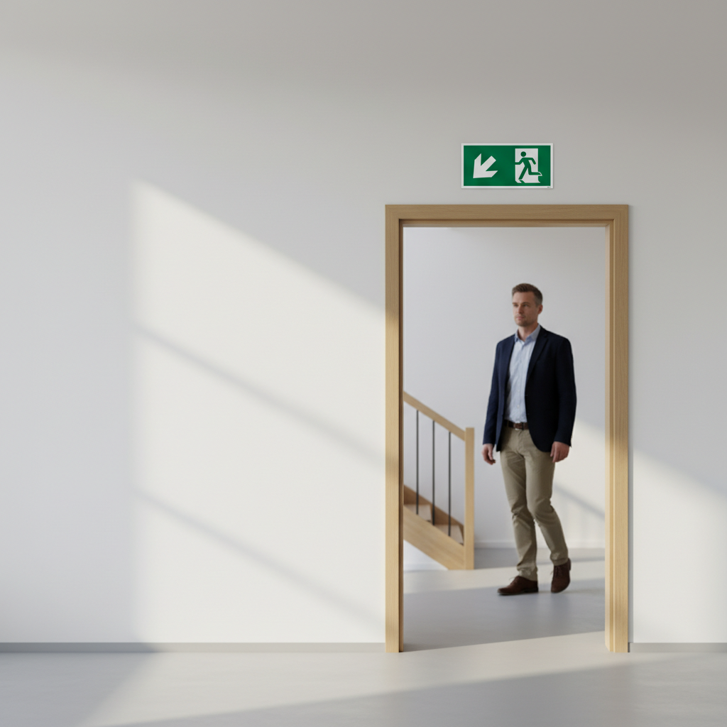 Flugtvej til venstre ned skilt - Billede 3