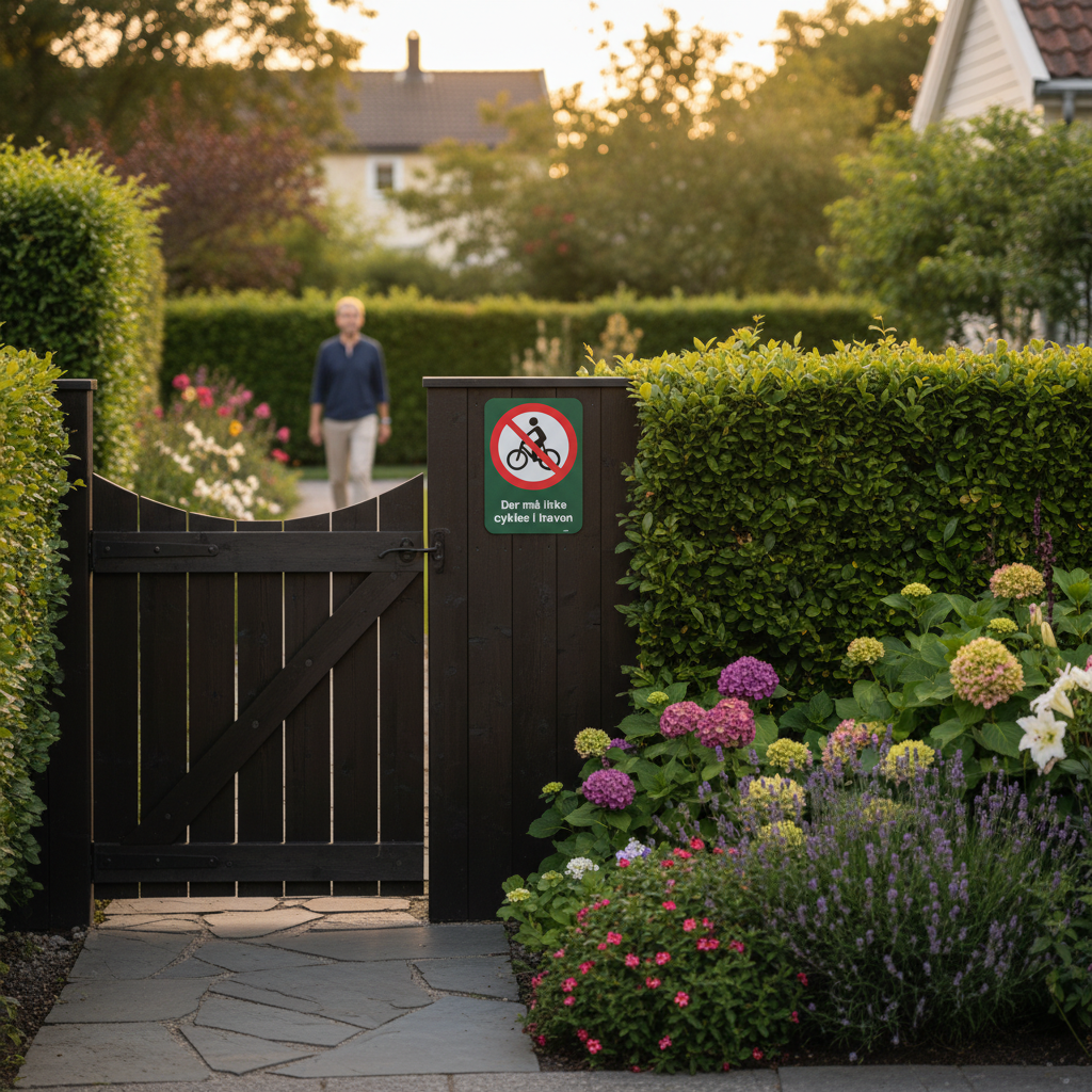 Der må ikke cykles i haven skilt - Billede 3