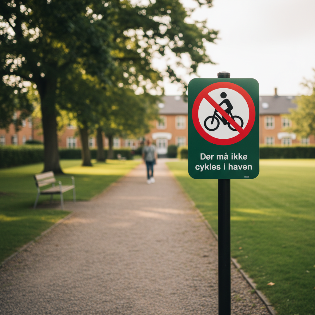 Der må ikke cykles i haven skilt - Billede 2