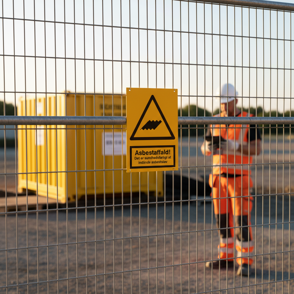Asbestaffald - Det er sundhedsfarligt at indeånde asbeststøv skilt - Billede 3