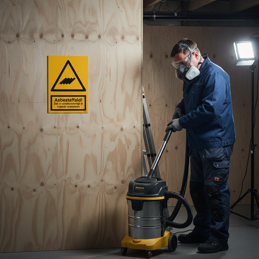 Asbestaffald - Det er sundhedsfarligt at indeånde asbeststøv skilt - Billede 4