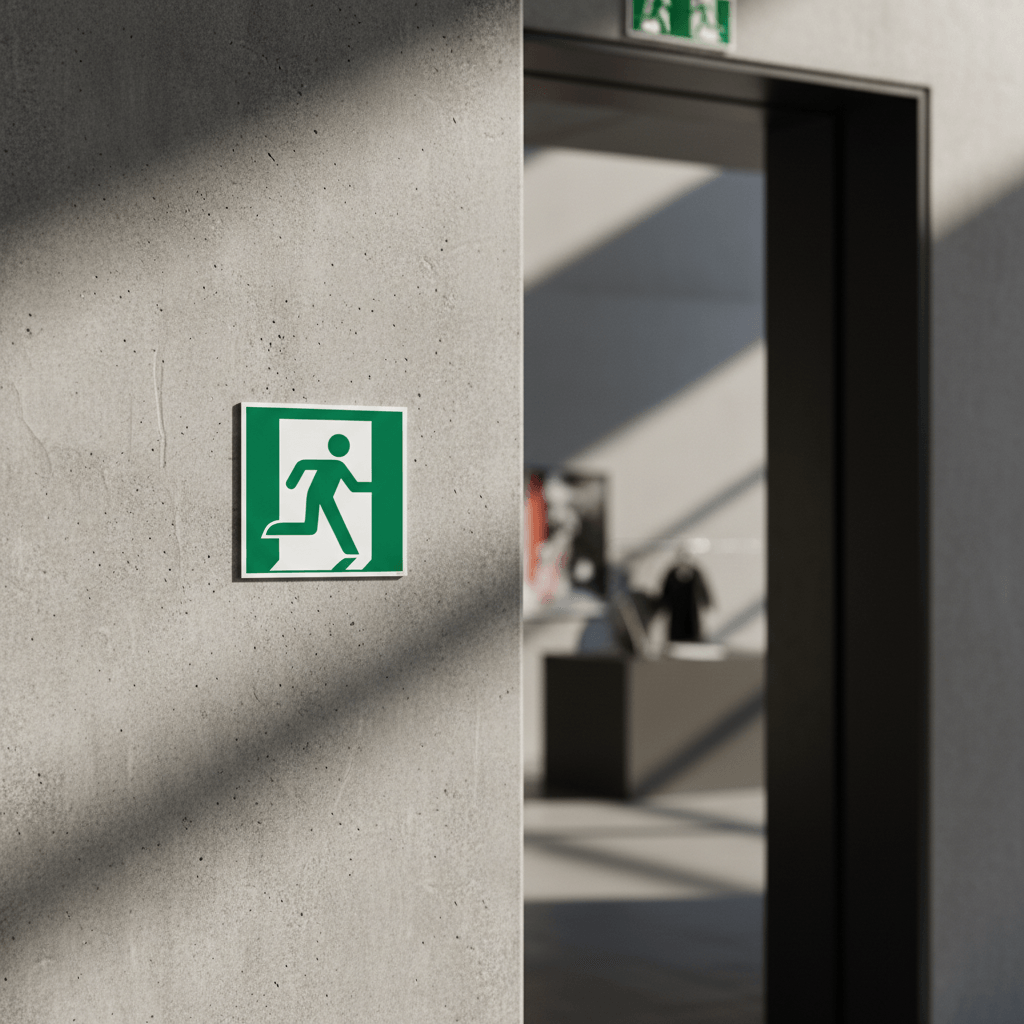 Nødudgang til højre flugtvej skilt ISO E002 - Billede 2