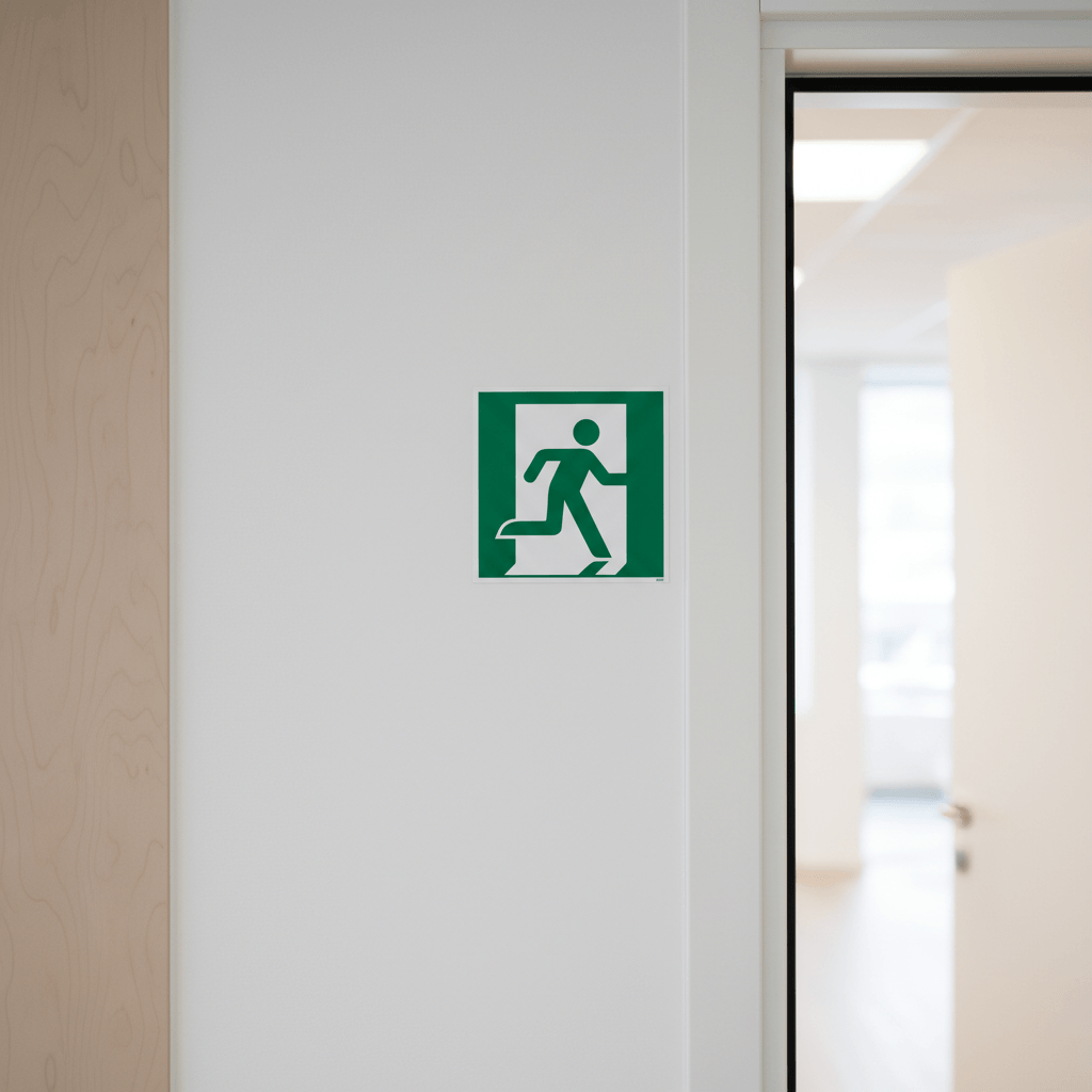 Nødudgang til højre flugtvej skilt ISO E002 - Billede 5