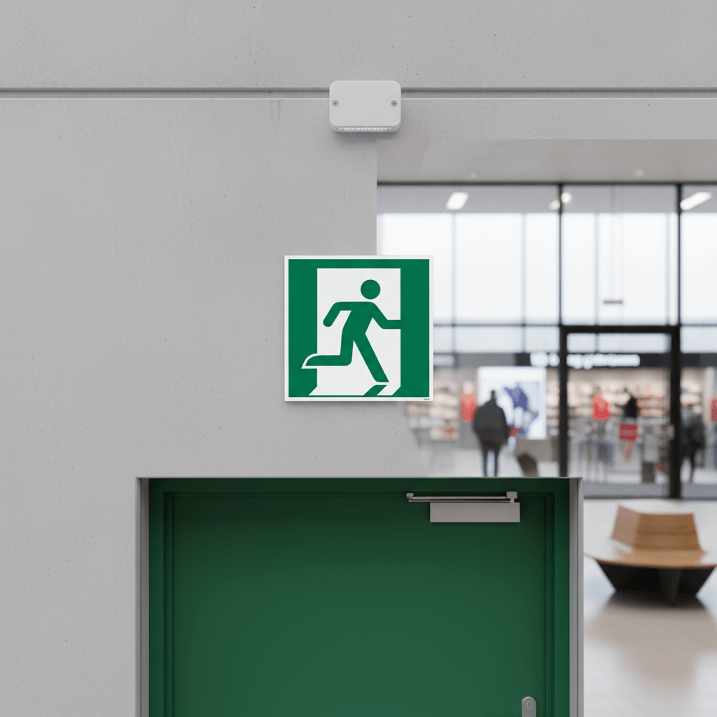 Nødudgang til højre flugtvej skilt ISO E002 - Billede 3