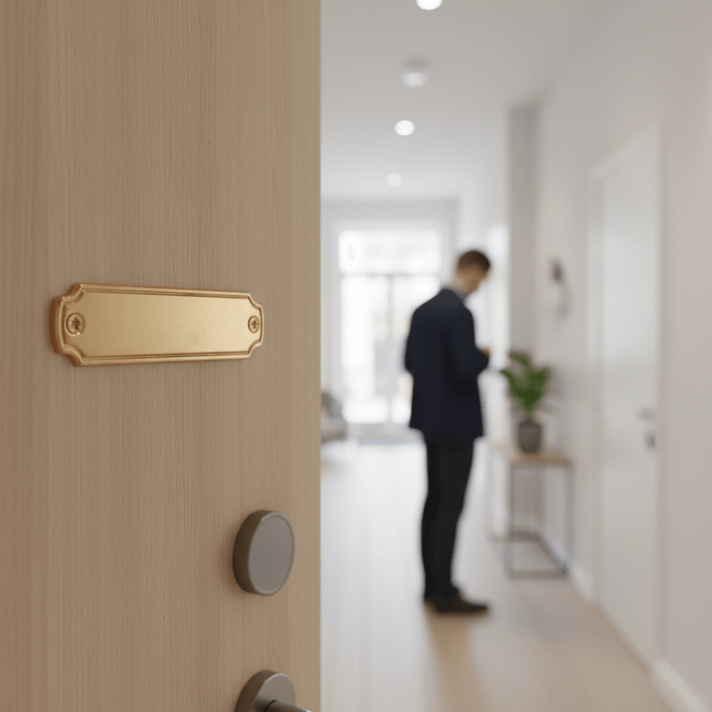 Dørskilt Messing m. afrundede hjørner - Billede 2