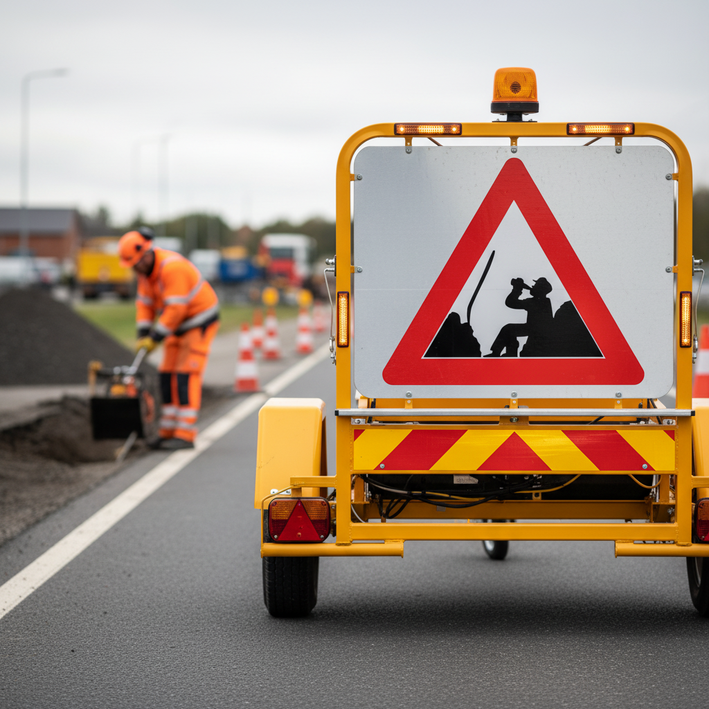 Vejarbejde Tørstig arbejder skilt - Billede 4