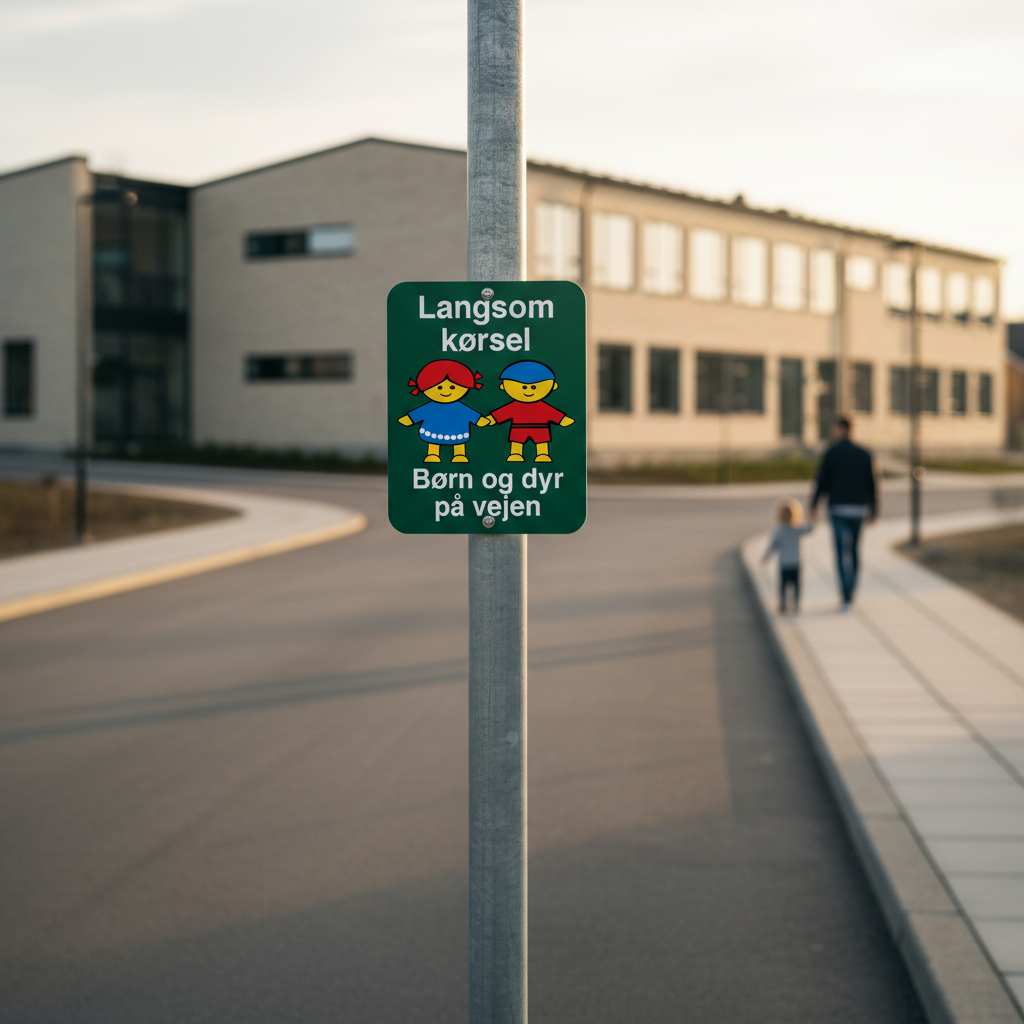 Langsom kørsel Børn og dyr på vejen skilt - Billede 2
