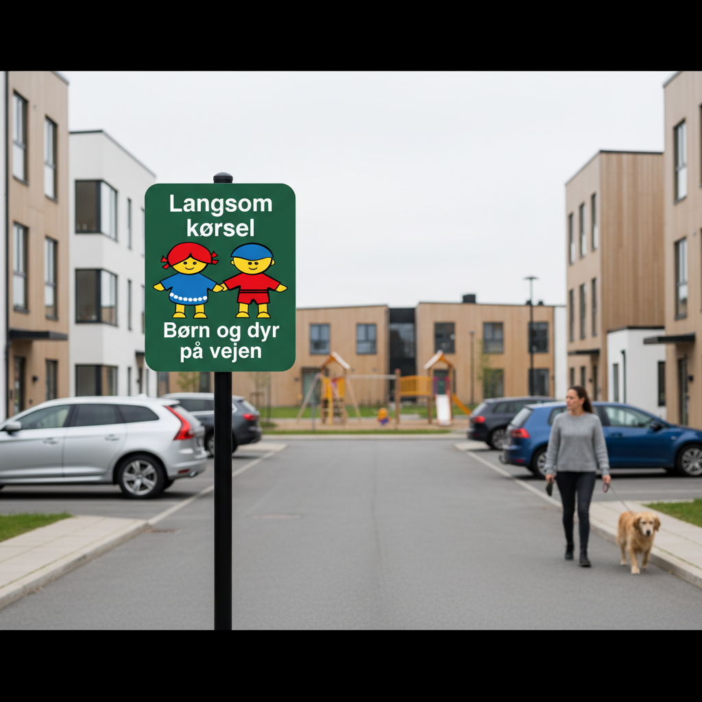 Langsom kørsel Børn og dyr på vejen skilt - Billede 5
