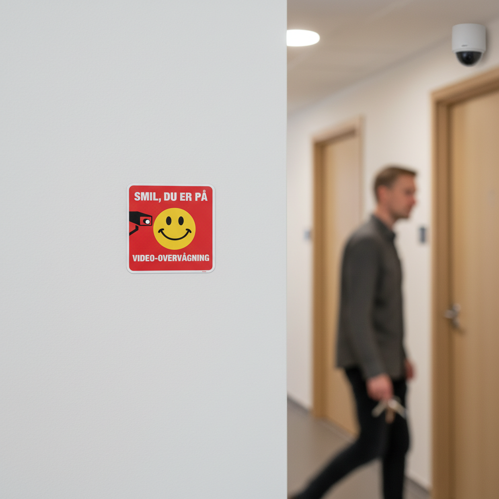 Smil du er på Video-overvågning Skilt (hvid på rød) - Billede 5