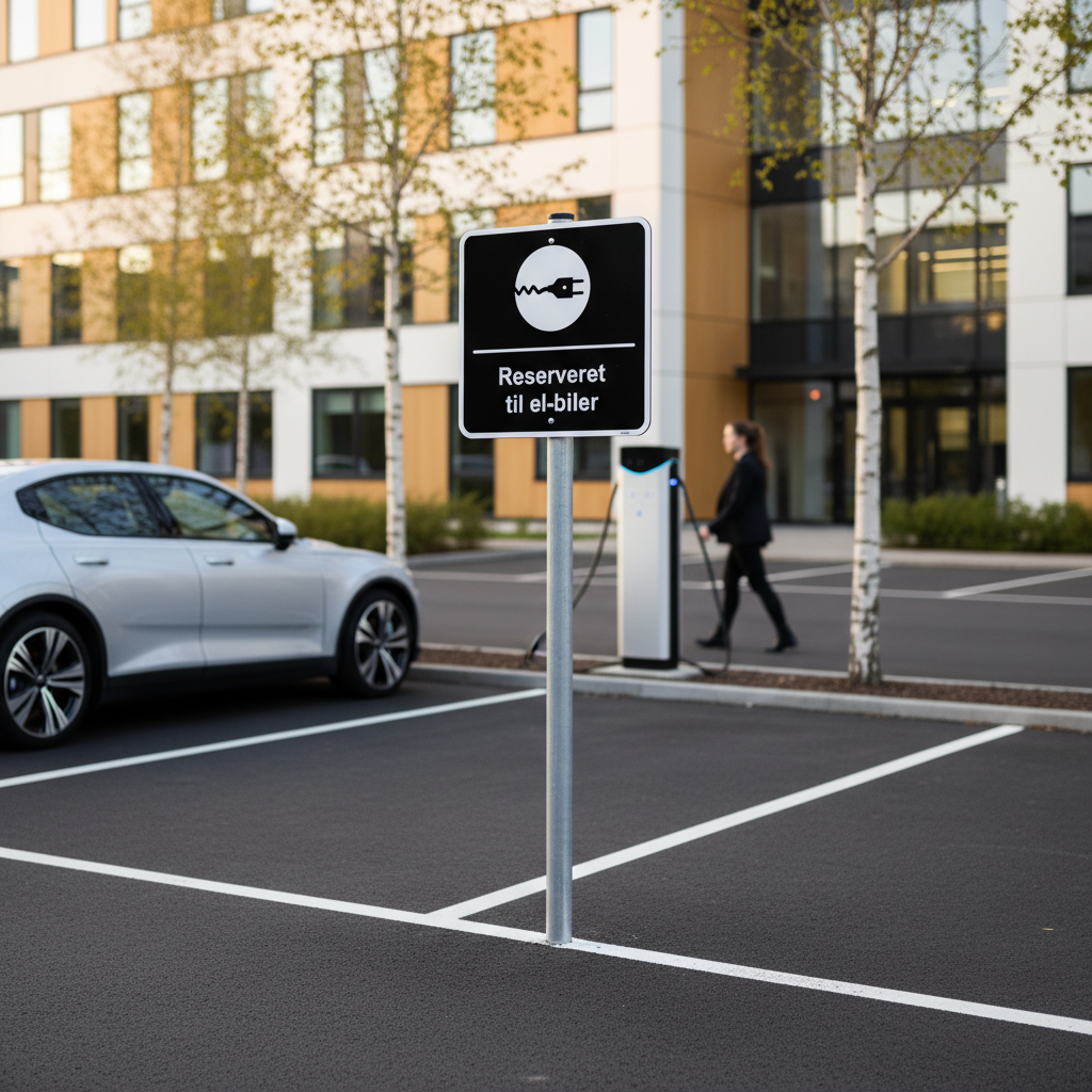 Reserveret til el-biler sort kvadratisk oplader skilt - Billede 5