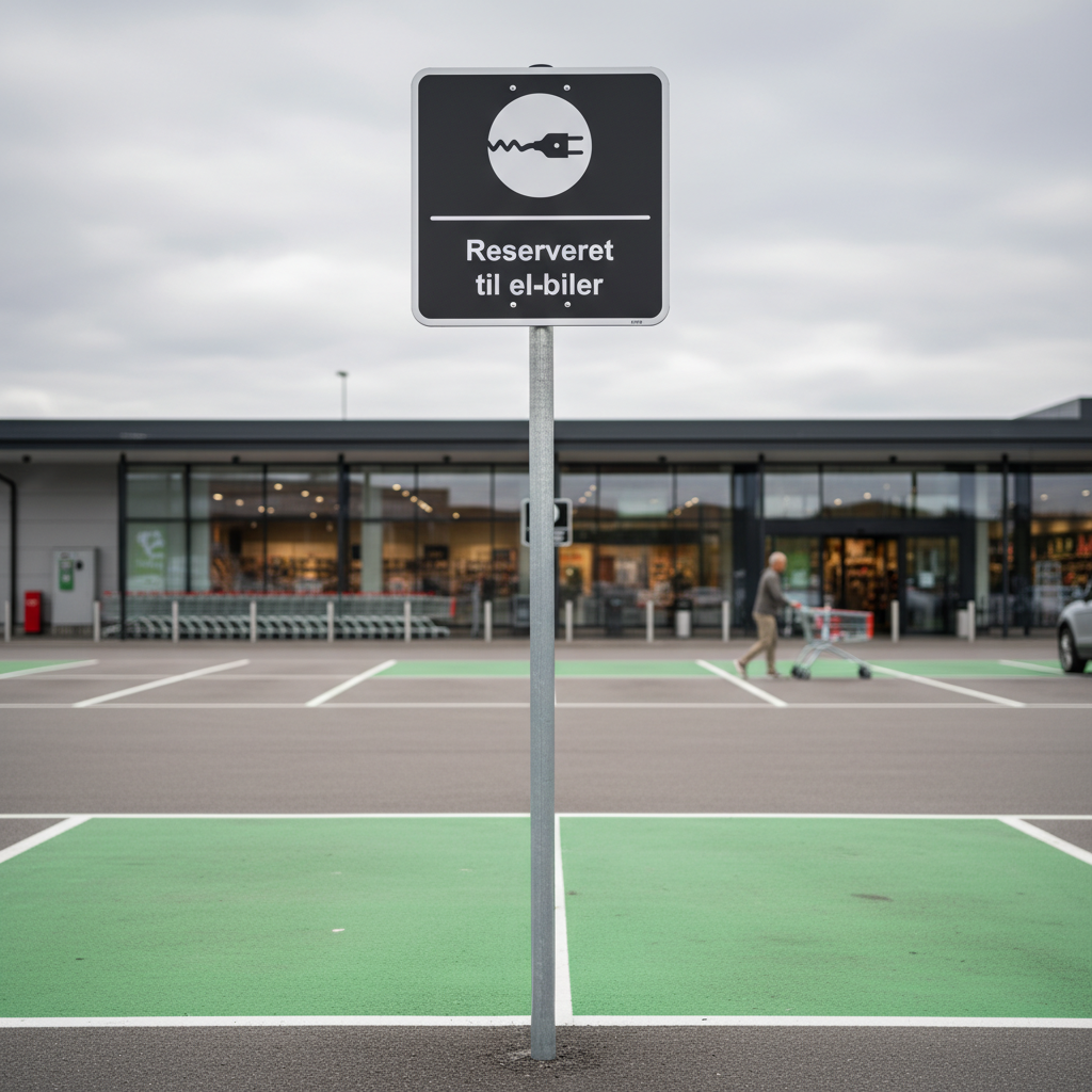 Reserveret til el-biler sort kvadratisk oplader skilt - Billede 7