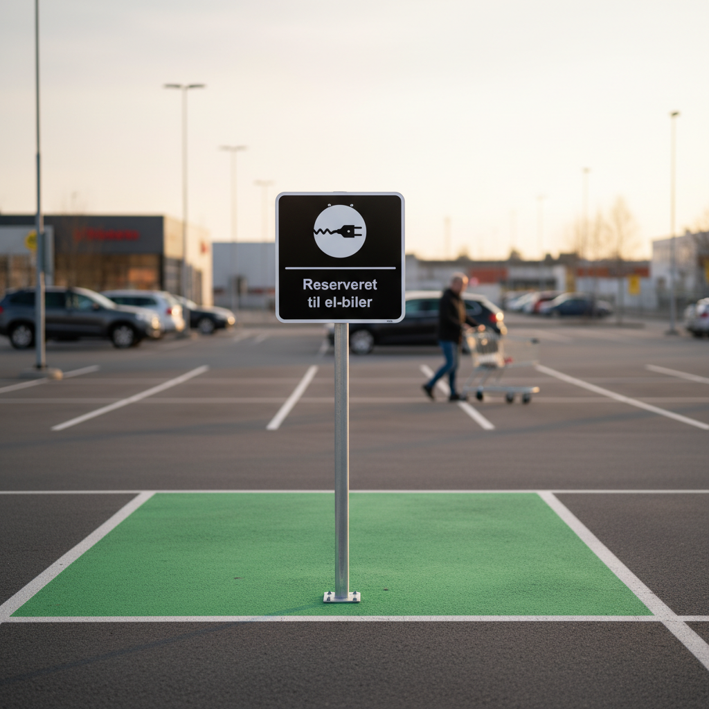 Reserveret til el-biler sort kvadratisk oplader skilt - Billede 4