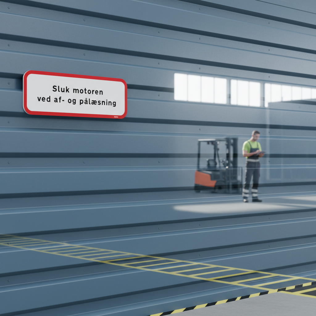 Sluk motoren ved af og pålæsning skilt - Billede 3