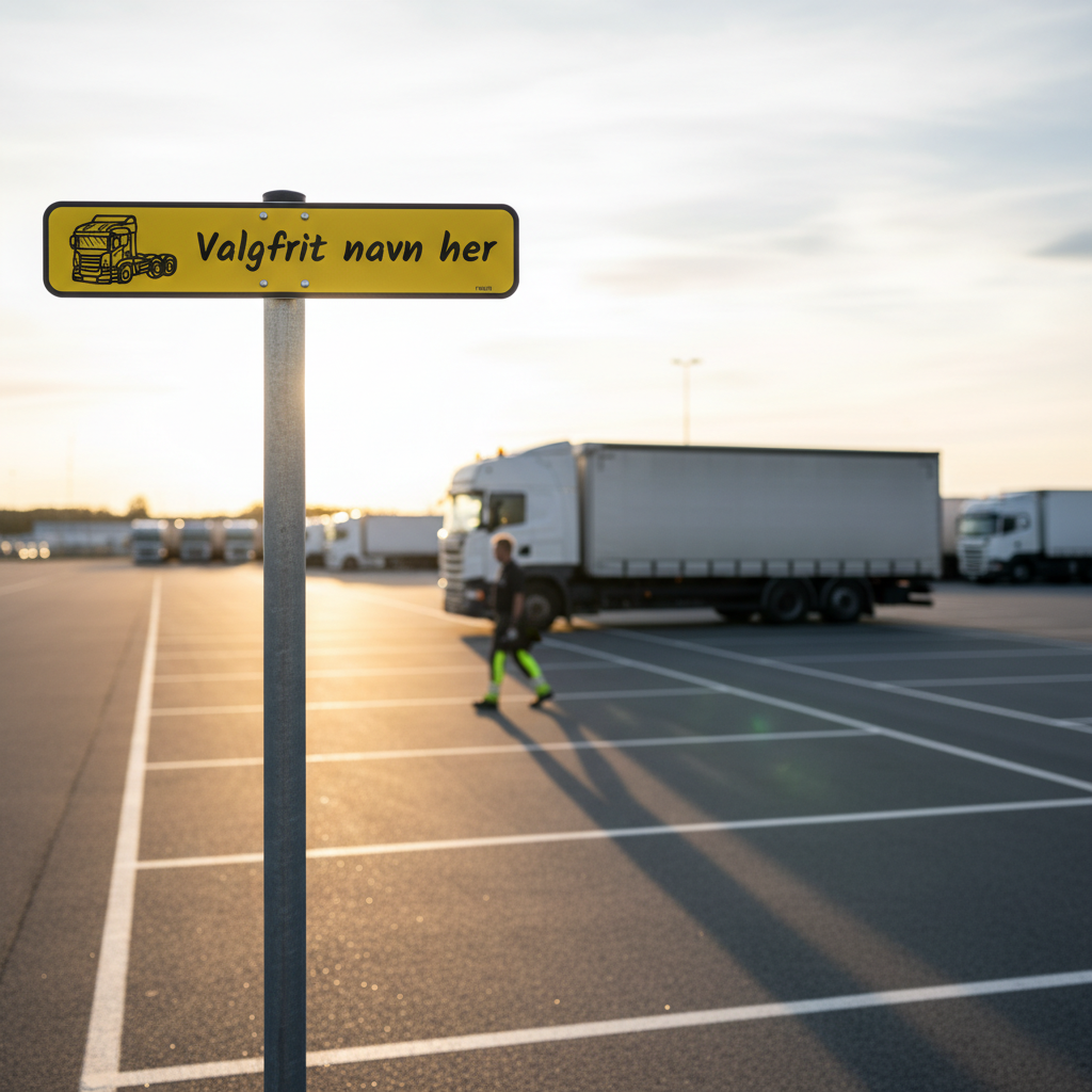 Gult lastbil kaldenavn skilt med sort ramme - Billede 5