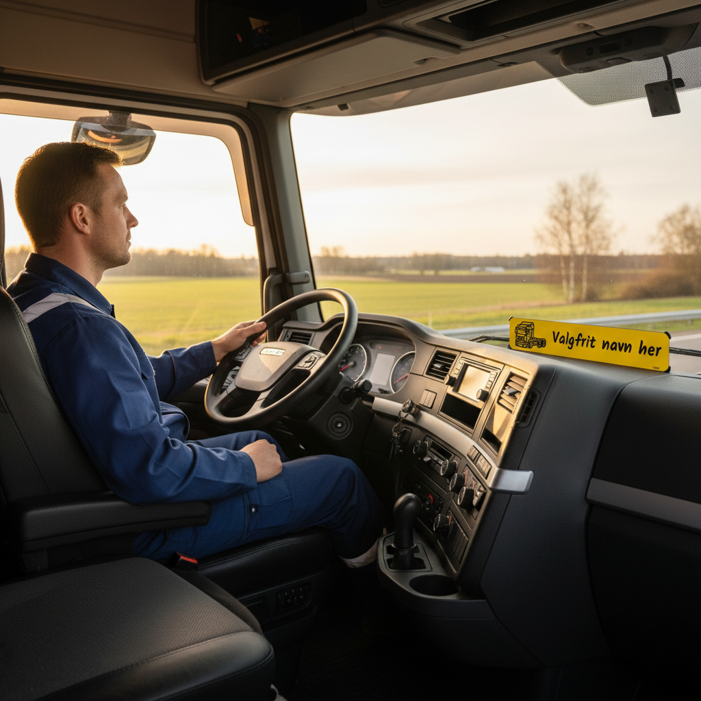 Gult lastbil kaldenavn skilt med sort ramme - Billede 3