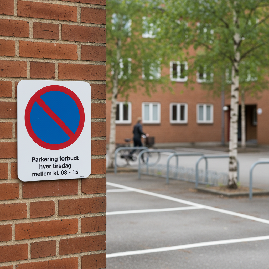 Parkering forbudt hver tirsdag mellem kl. 08-15 skilt - Billede 2