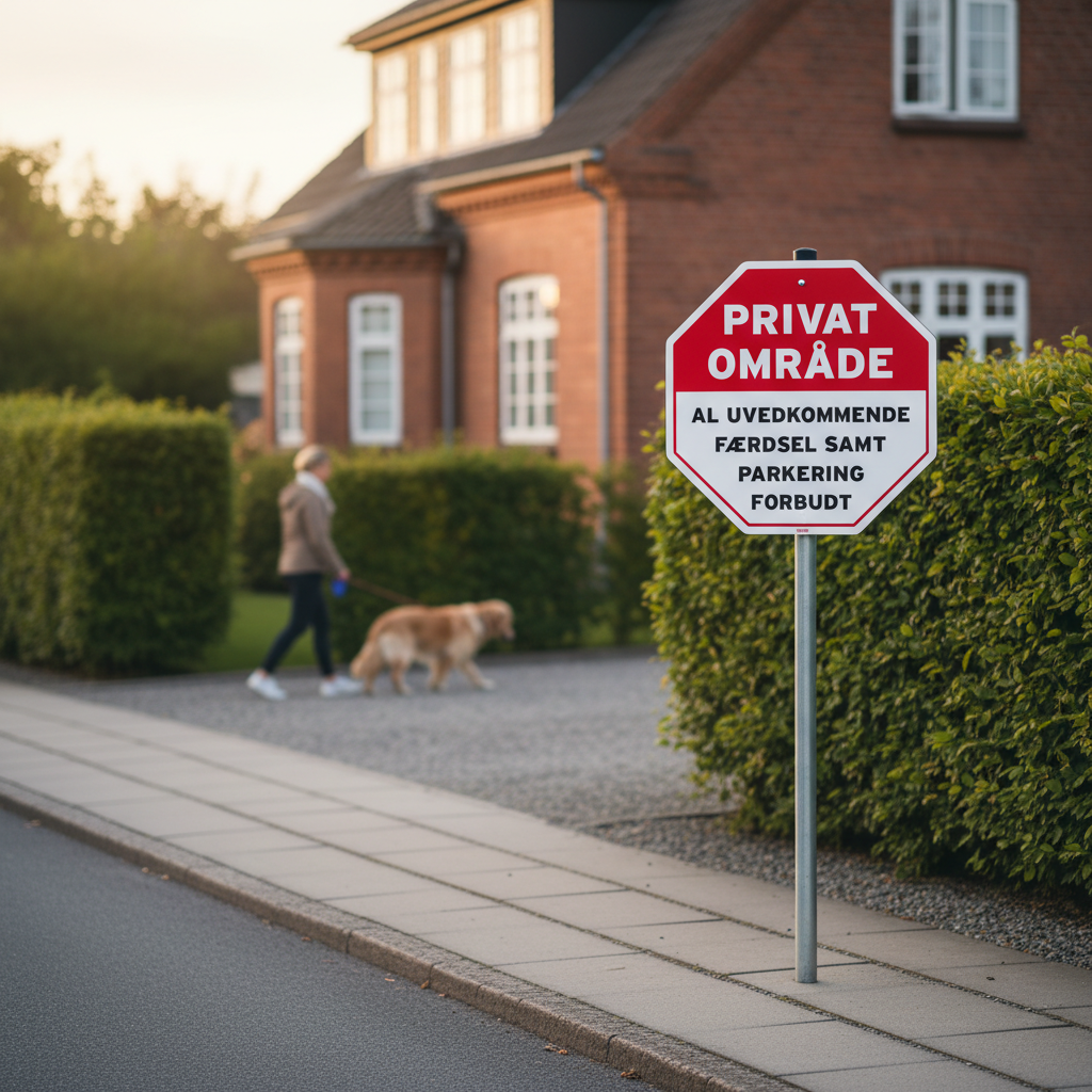 Privat Område al uvedkommende færdsel samt parkering forbudt skilt - Billede 2