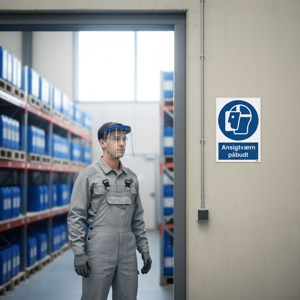 Ansigtsværn påbudt. Påbudsskilt - Billede 5