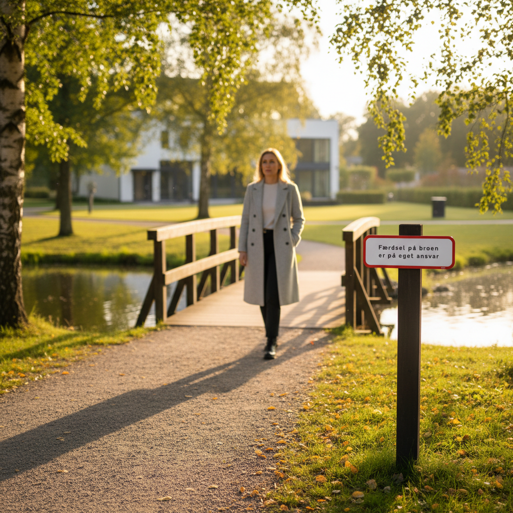 Færdsel på broen er på eget ansvar skilt - Billede 4