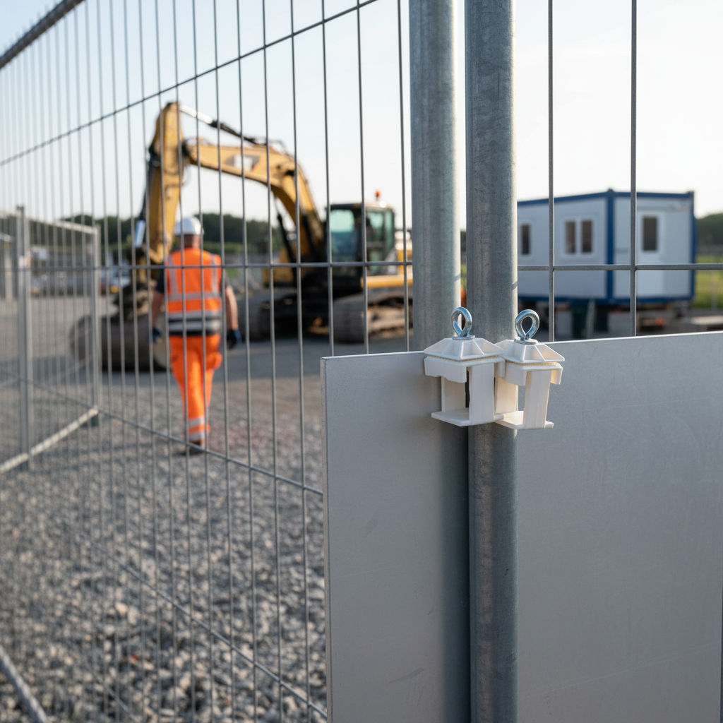 Skilteklemmer til alustænger til flytbar skiltefod - 2 stk. (hvid) - Billede 3