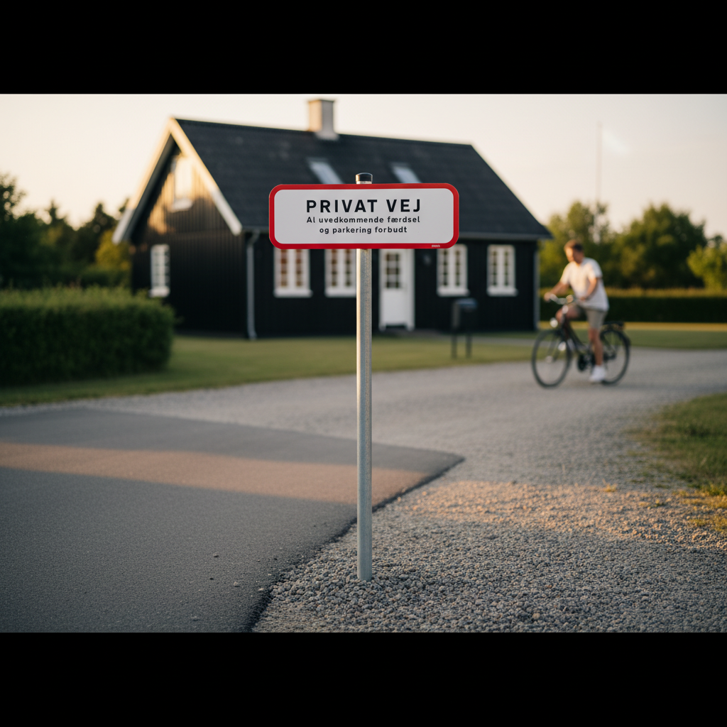 Privat vej al uvedkommende færdsel og parkering forbudt skilt. - Billede 4