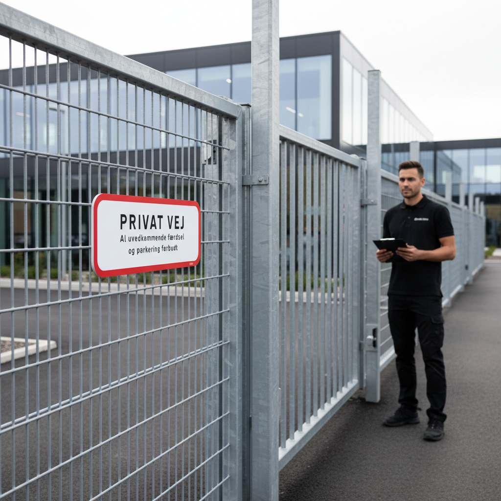 Privat vej al uvedkommende færdsel og parkering forbudt skilt. - Billede 2