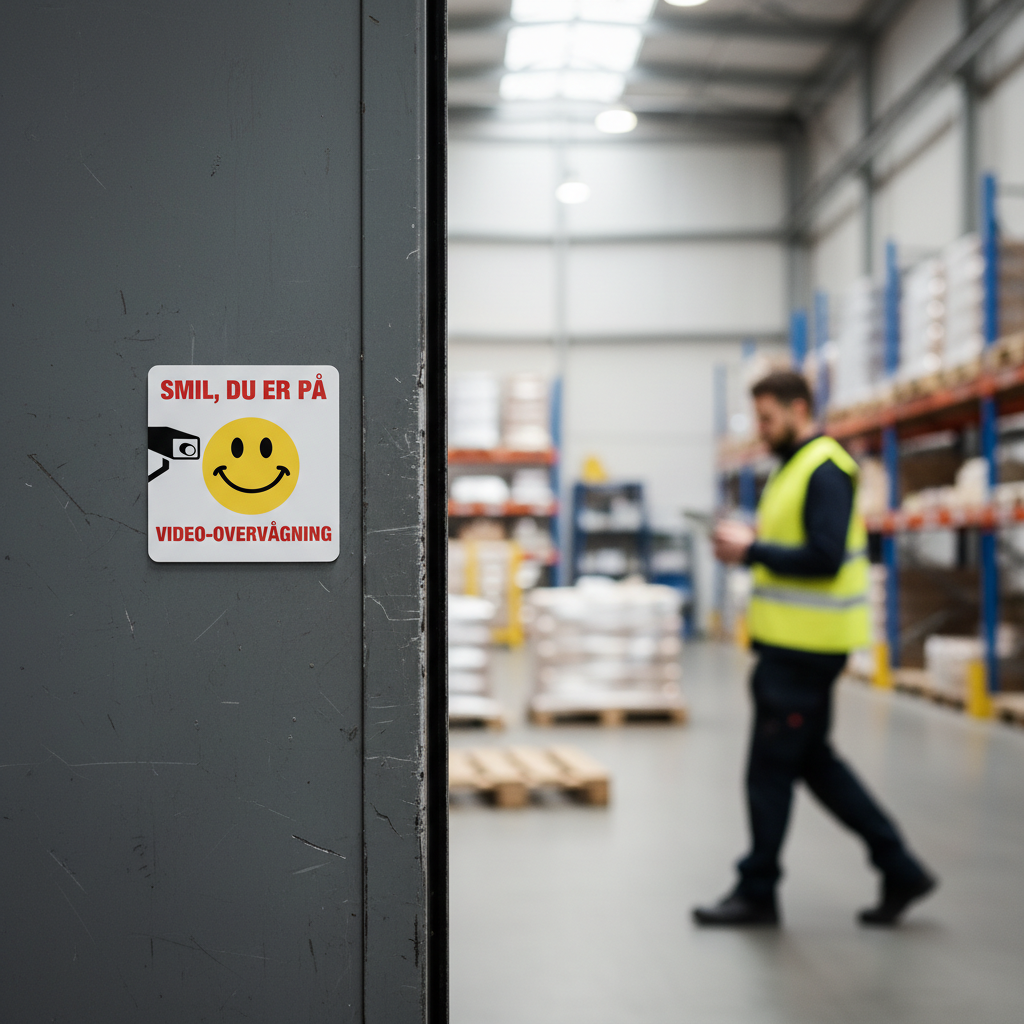Smil du er på Video-overvågning Skilt (rød på hvid ) - Billede 3