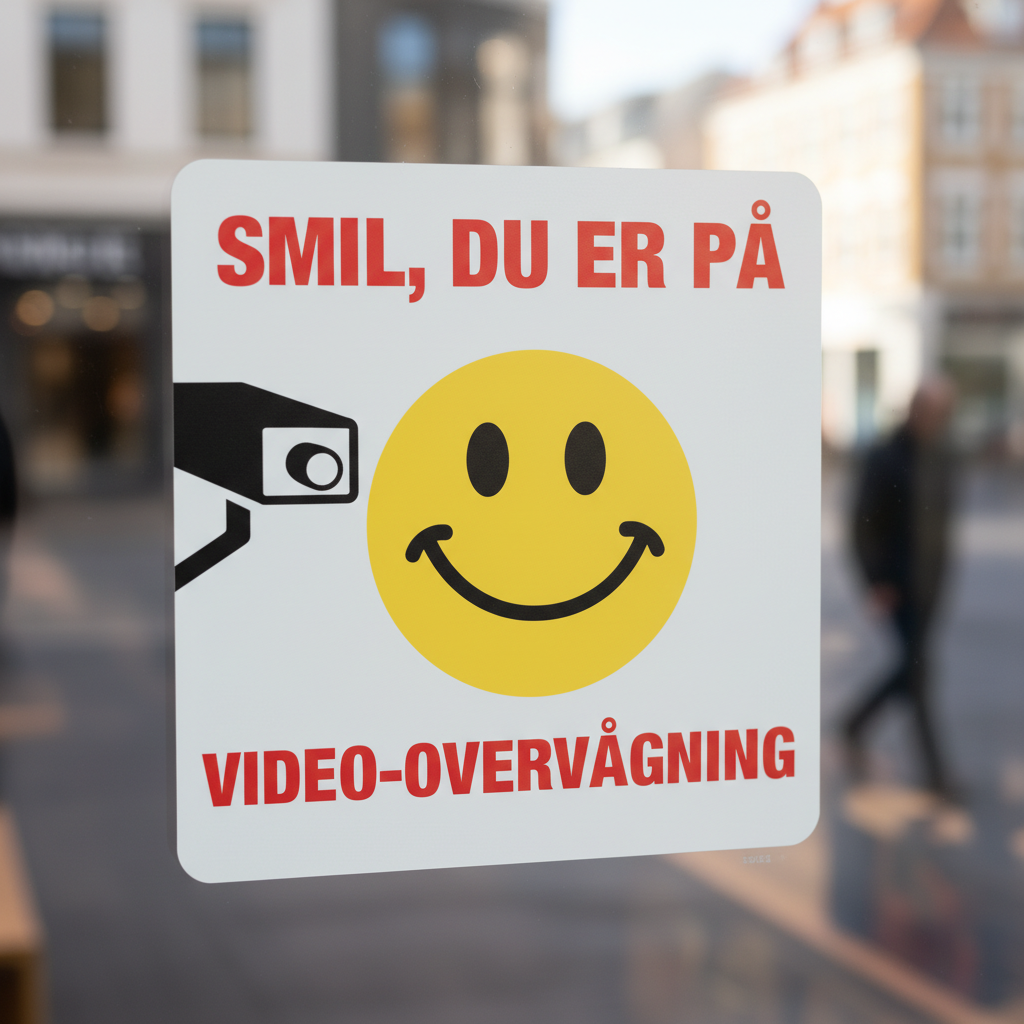 Smil du er på Video-overvågning Skilt (rød på hvid ) - Billede 5
