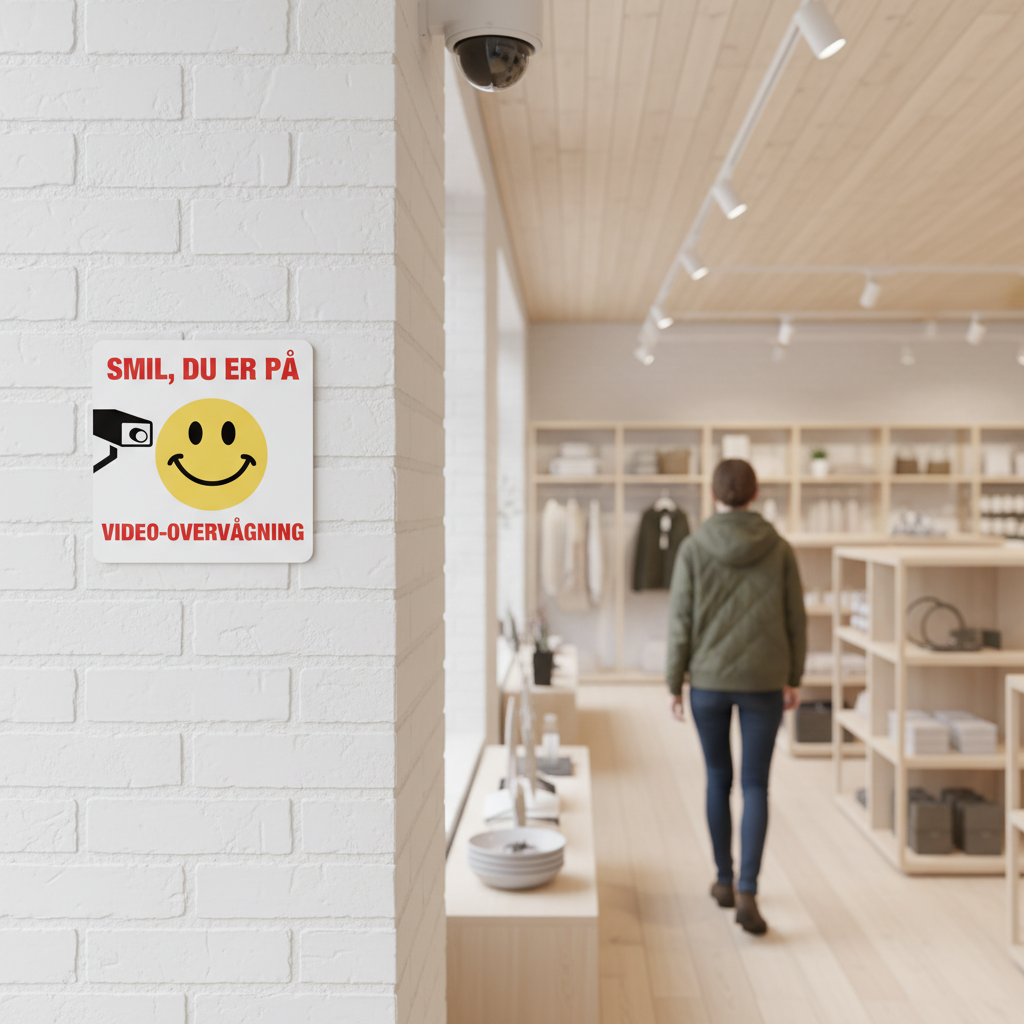 Smil du er på Video-overvågning Skilt (rød på hvid ) - Billede 2