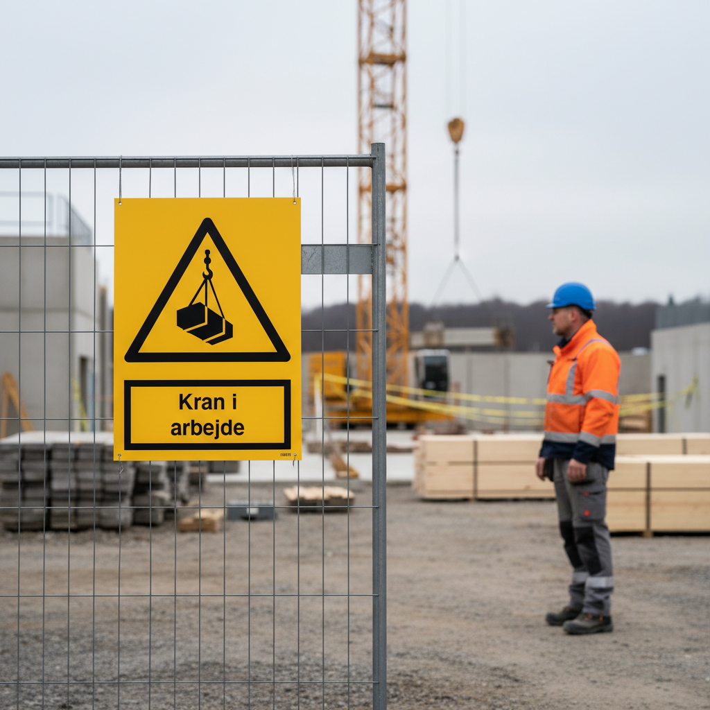 Kran i arbejde skilt - Billede 2