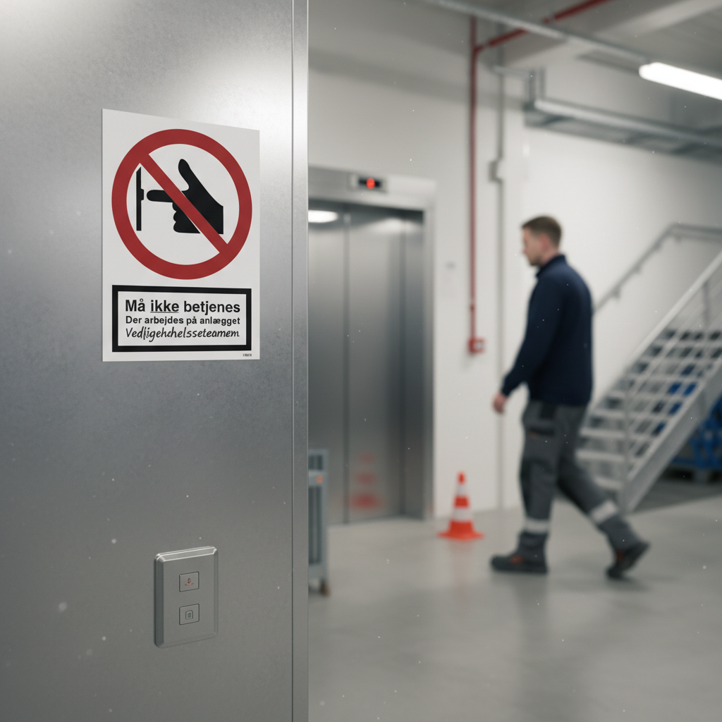 Må ikke betjenes der arbejdes på anlægget Må kun fjernes af' skilt - Billede 4