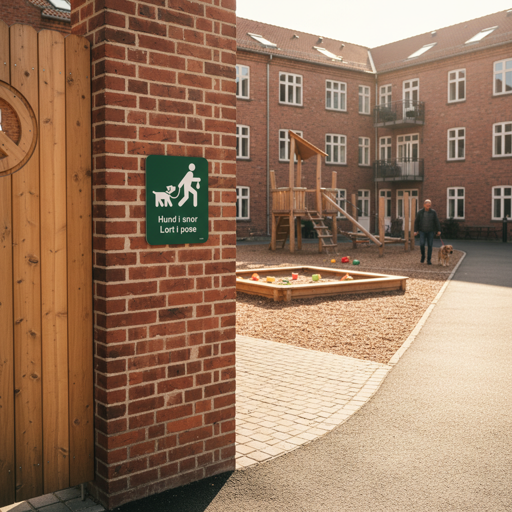 Hund i snor lort i pose grønt skilt - Billede 2