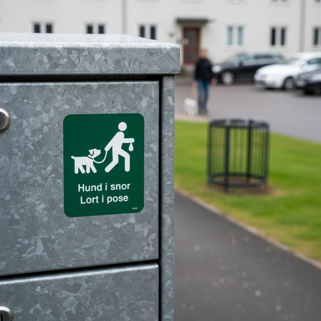 Hund i snor lort i pose grønt skilt - Billede 9