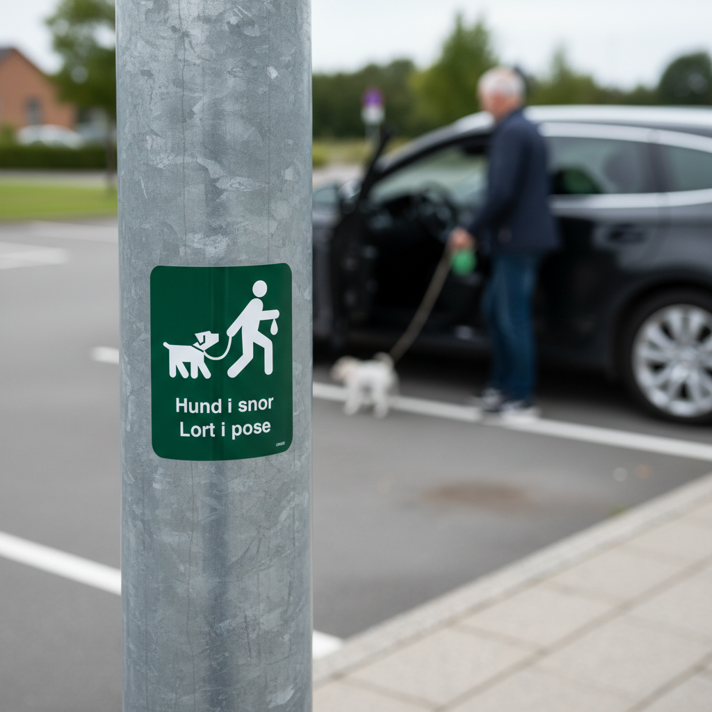 Hund i snor lort i pose grønt skilt - Billede 3