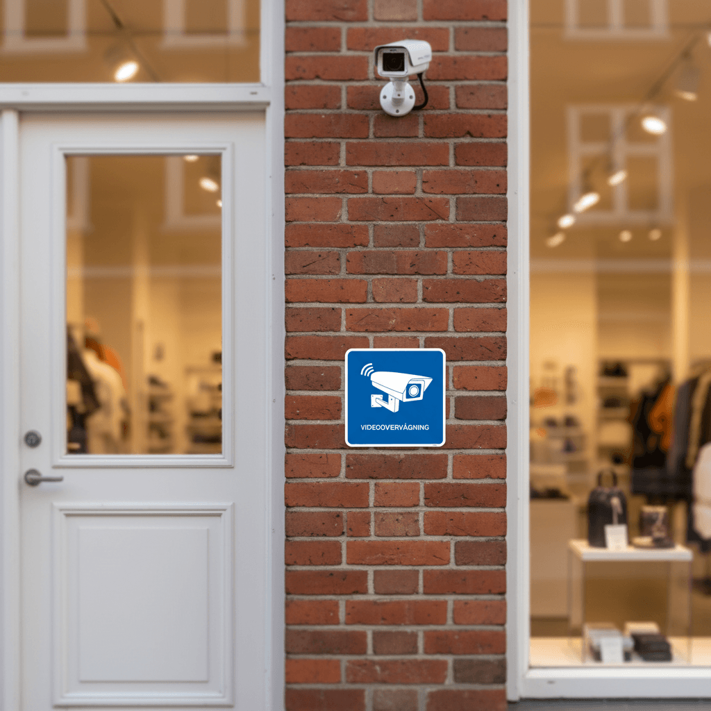 Blåt videoovervågningsskilt - Billede 2