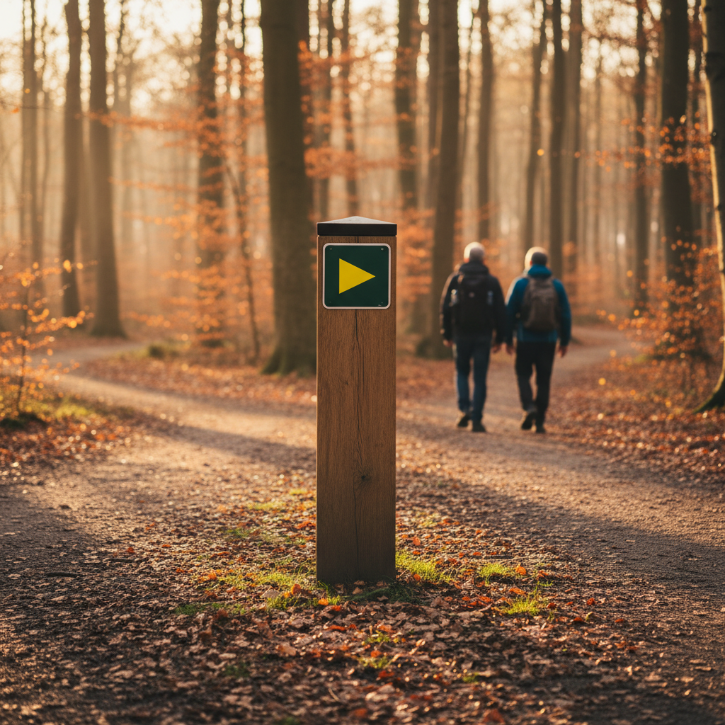 Gul retningspil skilt - Naturstyrelsen - Billede 3