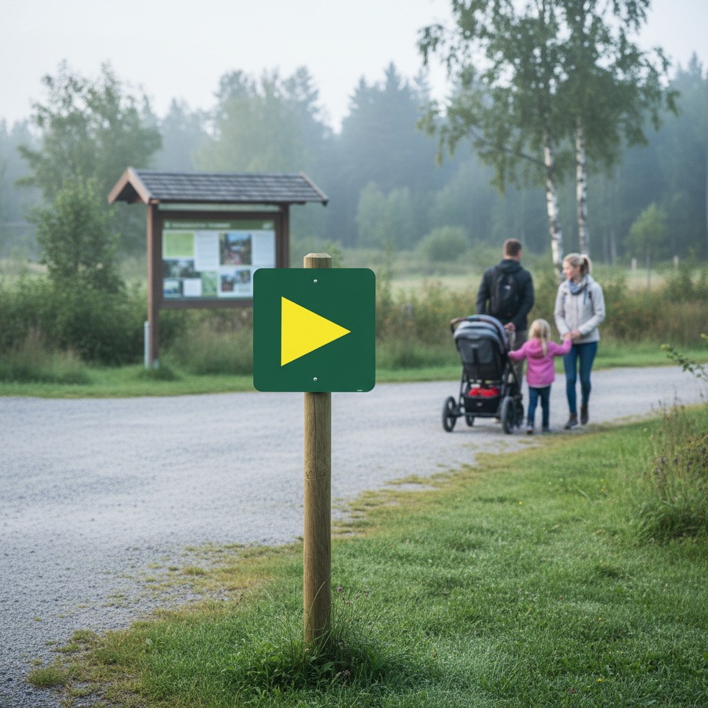 Gul retningspil skilt - Naturstyrelsen - Billede 2