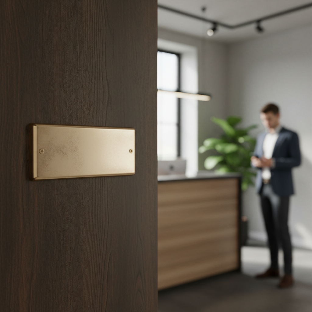 Dørskilt Messing - Rektangel - Billede 4