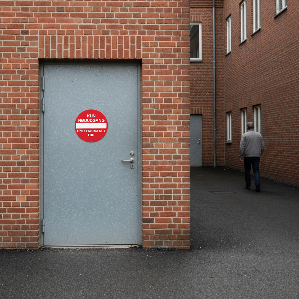 Kun Nødudgang Only Emergency exit skilt - Billede 4