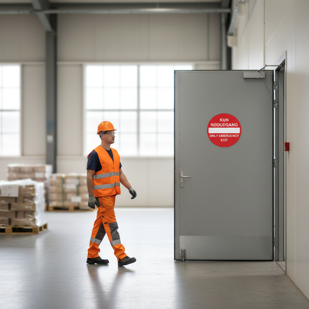 Kun Nødudgang Only Emergency exit skilt - Billede 5