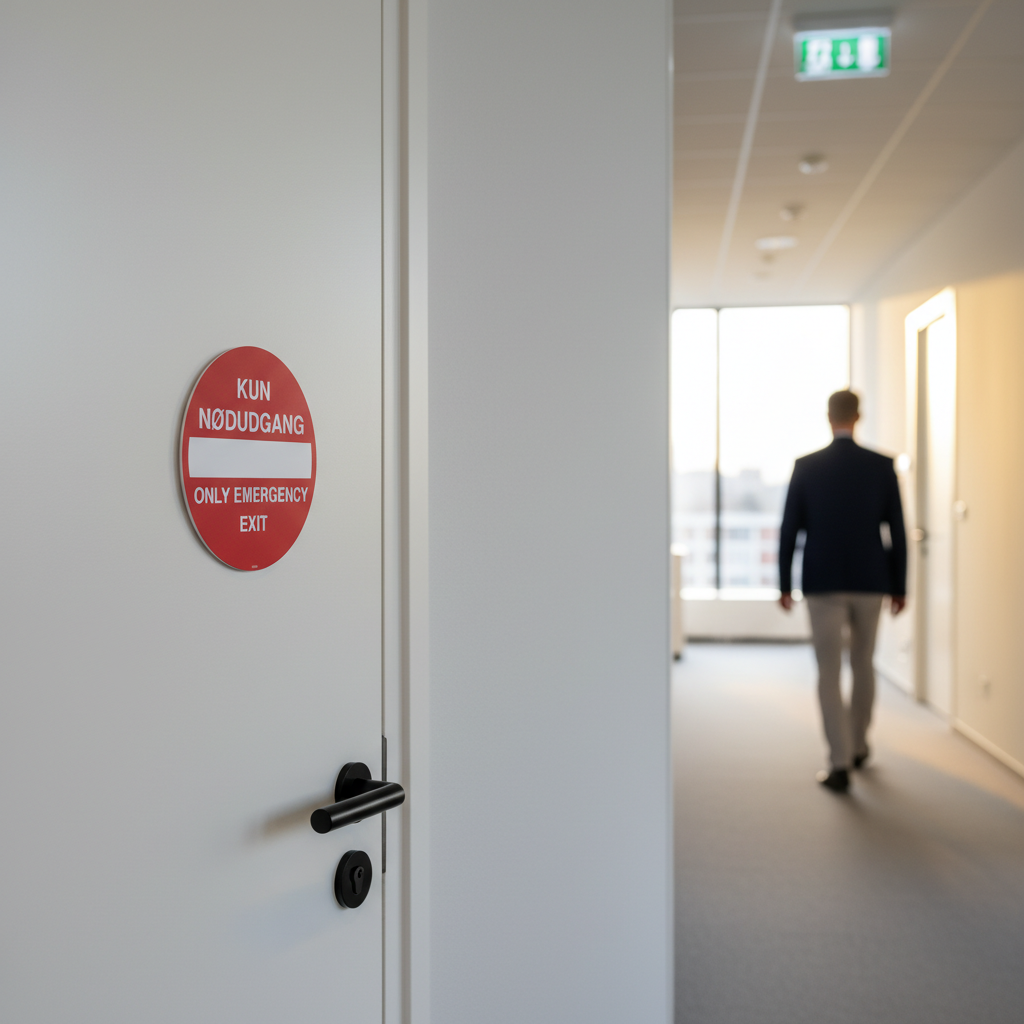 Kun Nødudgang Only Emergency exit skilt - Billede 3