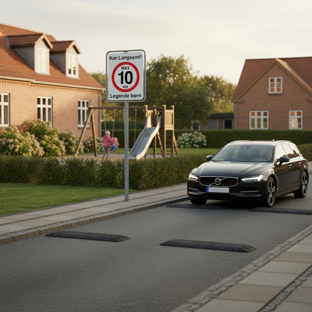 Kør langsomt max 10 km Legende børn. Fartdæmpendeskilt - Billede 3