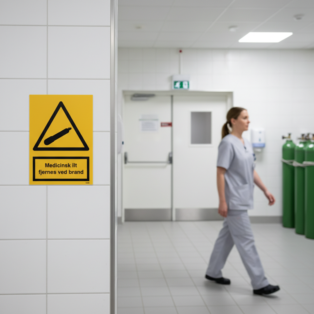 Medicinsk ilt fjernes ved brand skilt - Billede 5
